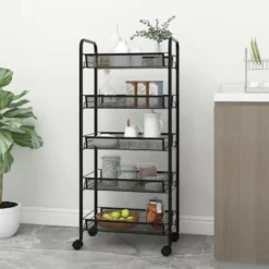 vidaXL - Keukentrolley - Zwart - IJzer - 46 x 26 x 105 cm