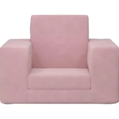 vidaXL Kinder slaapbank inklapbaar - Roze zacht pluche - 52x38x34 cm