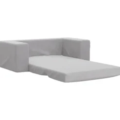 vidaXL Kinder slaapbank 2-zits inklapbaar - Lichtgrijs zacht pluche - 84x38 cm