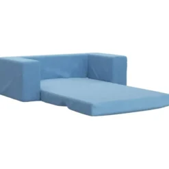 vidaXL Kinder slaapbank 2-zits inklapbaar - Blauw zacht pluche - 84x38 cm