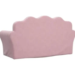 vidaXL Kinder slaapbank 2-zits inklapbaar - Roze zacht pluche - 94 cm
