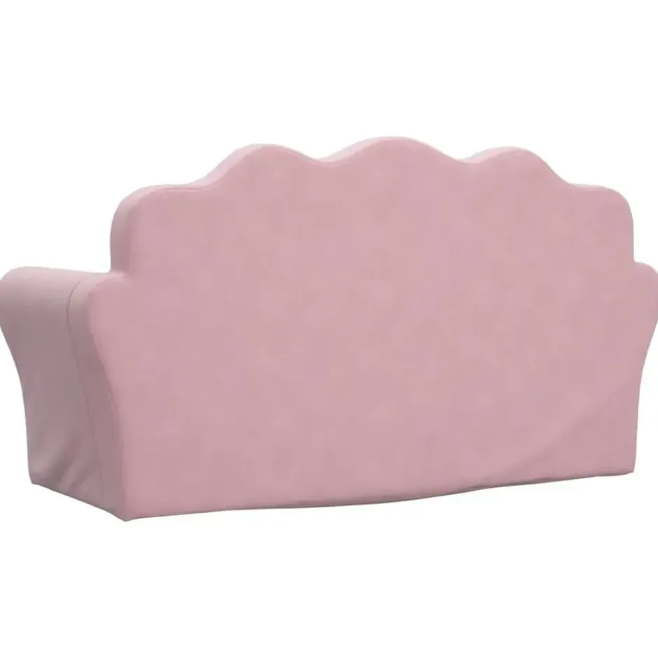vidaXL Kinder slaapbank 2-zits inklapbaar - Roze zacht pluche - 94 cm