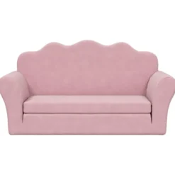 vidaXL Kinder slaapbank 2-zits inklapbaar - Roze zacht pluche - 94 cm