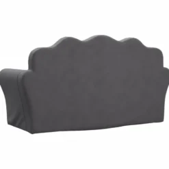 vidaXL Kinder slaapbank 2-zits inklapbaar - Antraciet zacht pluche - 94 cm