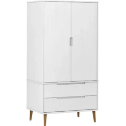 vidaXL - Kledingkast MOLDE met 2 lades - Grenenhout - Wit - 90x55x175 cm