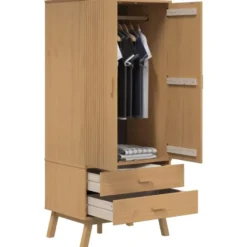 vidaXL - Kledingkast OLDEN met 2 lades - Grenenhout - Bruin - 76.5x53x172 cm