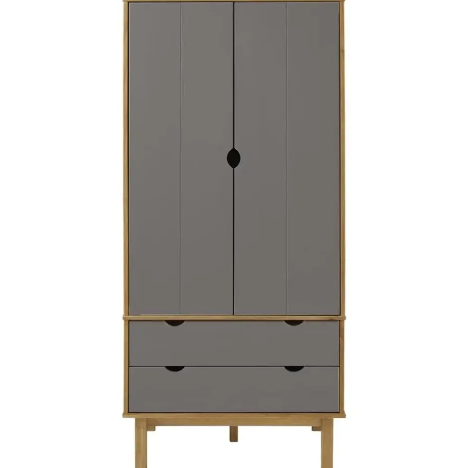 vidaXL - Kledingkast OTTA met 2 lades - Hout - Bruin en grijs - 76.5x53x172 cm