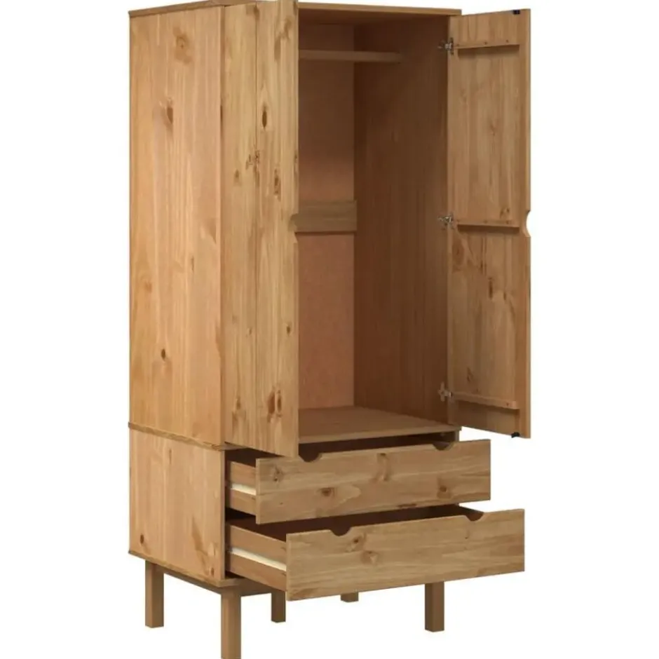 vidaXL - Kledingkast OTTA met 2 lades - Grenenhout - Bruin - 76.5x53x172 cm