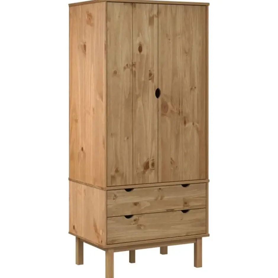 vidaXL - Kledingkast OTTA met 2 lades - Grenenhout - Bruin - 76.5x53x172 cm