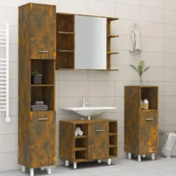 vidaXL - Kolomkast met 2 deuren - Gerookt eiken - Bewerkt hout - 30x30x179 cm
