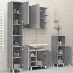 vidaXL - Kolomkast met 2 deuren - Grijs sonoma eiken - Hout - 30x30x179 cm