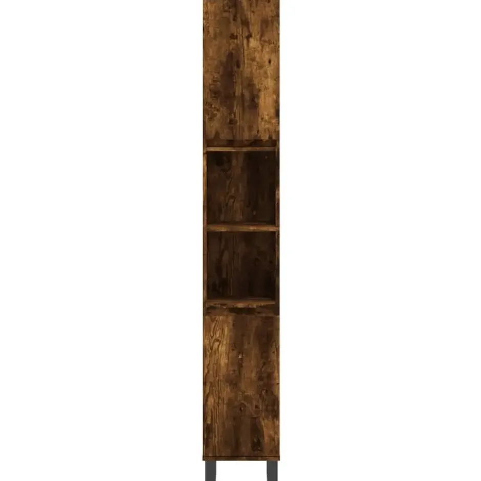 vidaXL - Kolomkast met 2 deuren - Gerookt eiken - Hout en ijzer - 30x30x190 cm