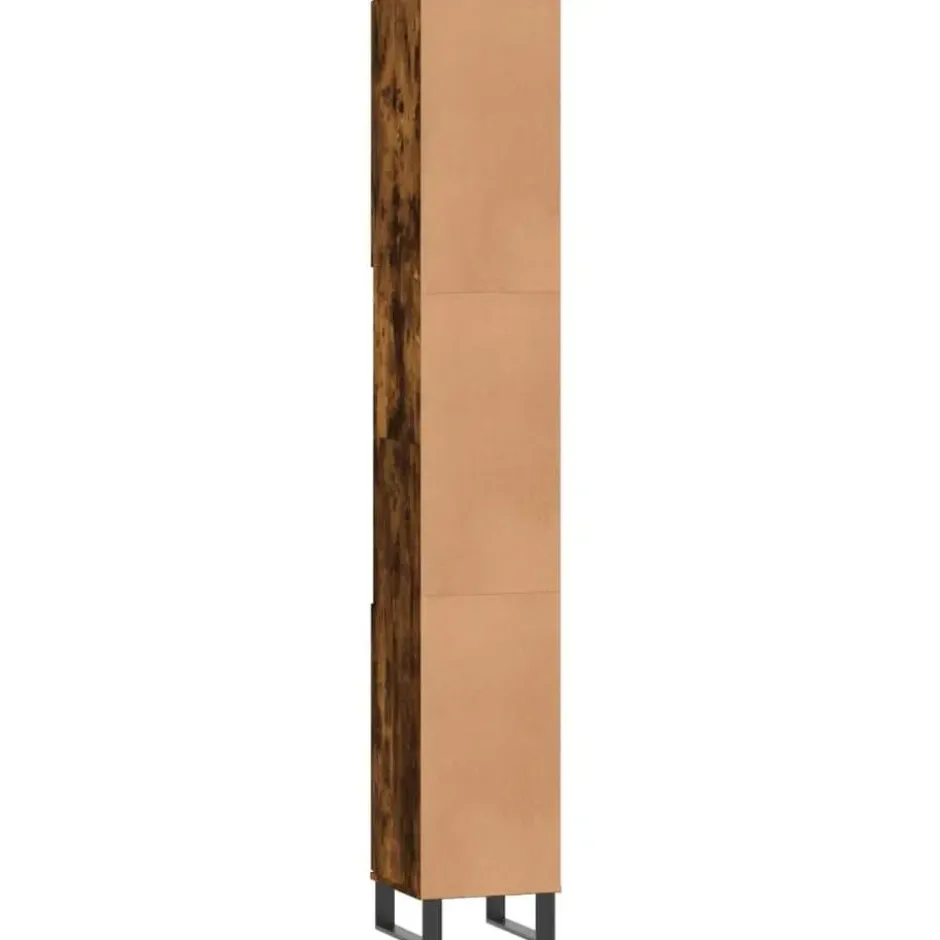 vidaXL - Kolomkast met 2 deuren - Gerookt eiken - Hout en ijzer - 30x30x190 cm