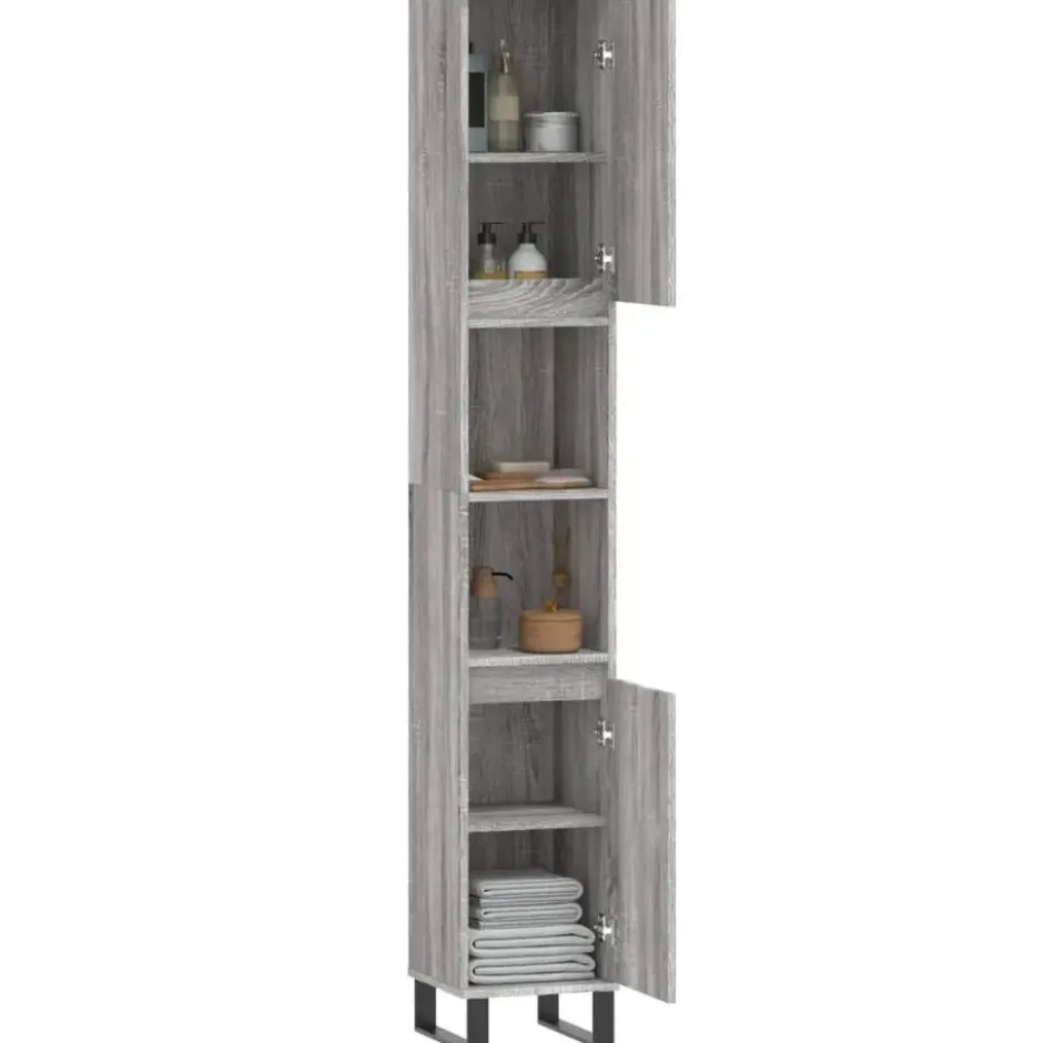 vidaXL - Kolomkast met 2 deuren - Grijs sonoma eiken - Hout - 30x30x190 cm