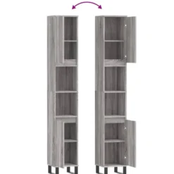 vidaXL - Kolomkast met 2 deuren - Grijs sonoma eiken - Hout - 30x30x190 cm