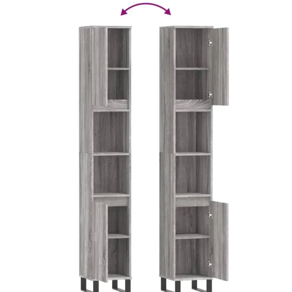 vidaXL - Kolomkast met 2 deuren - Grijs sonoma eiken - Hout - 30x30x190 cm