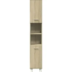 vidaXL - Kolomkast met 2 deuren 2 vakken - Sonoma eiken - Hout - 30.5x30x179 cm