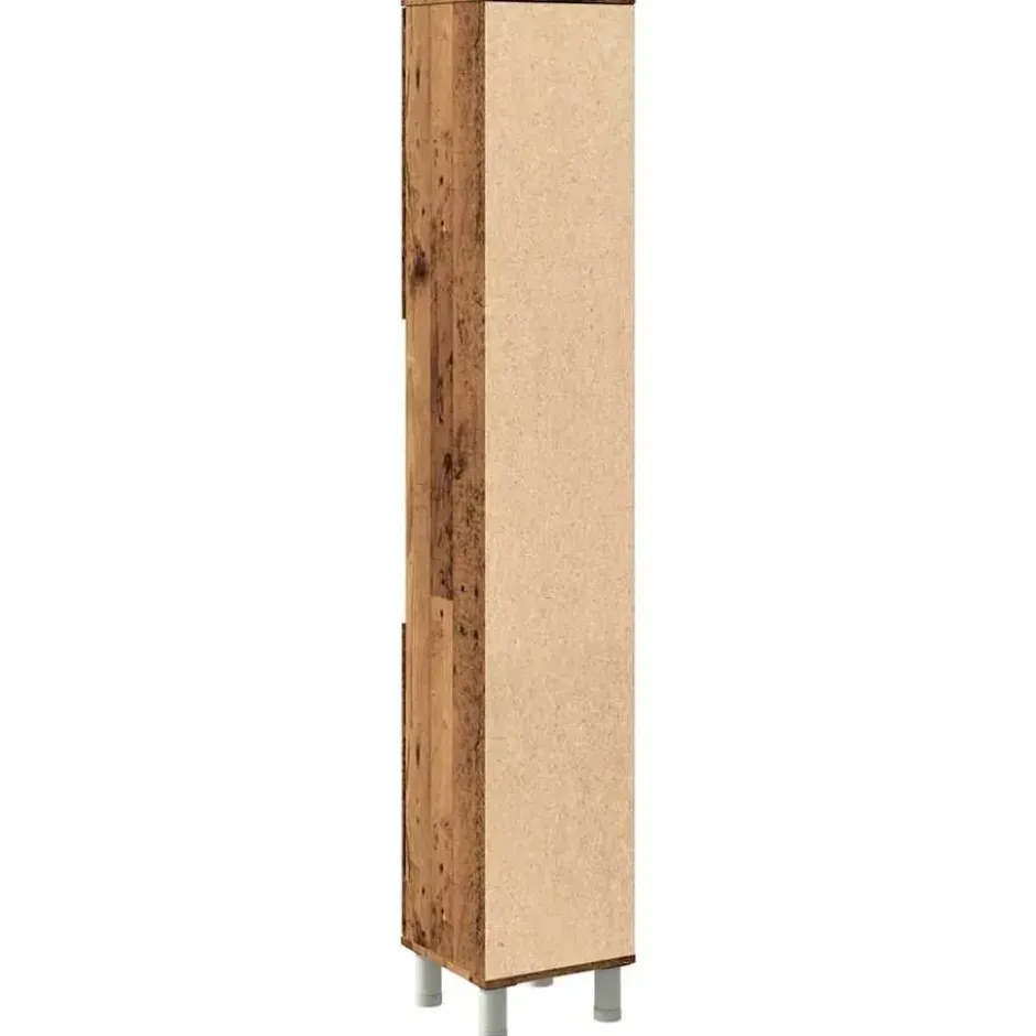 vidaXL - Kolomkast met 2 deuren 2 vakken oud hout - Bewerkt hout - 30x30x179 cm