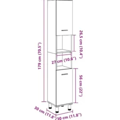vidaXL - Kolomkast met 2 deuren 2 vakken oud hout - Bewerkt hout - 30x30x179 cm