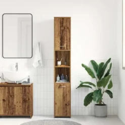 vidaXL - Kolomkast met 2 deuren 2 vakken - Zwart eiken - Hout - 30x30x183.5 cm