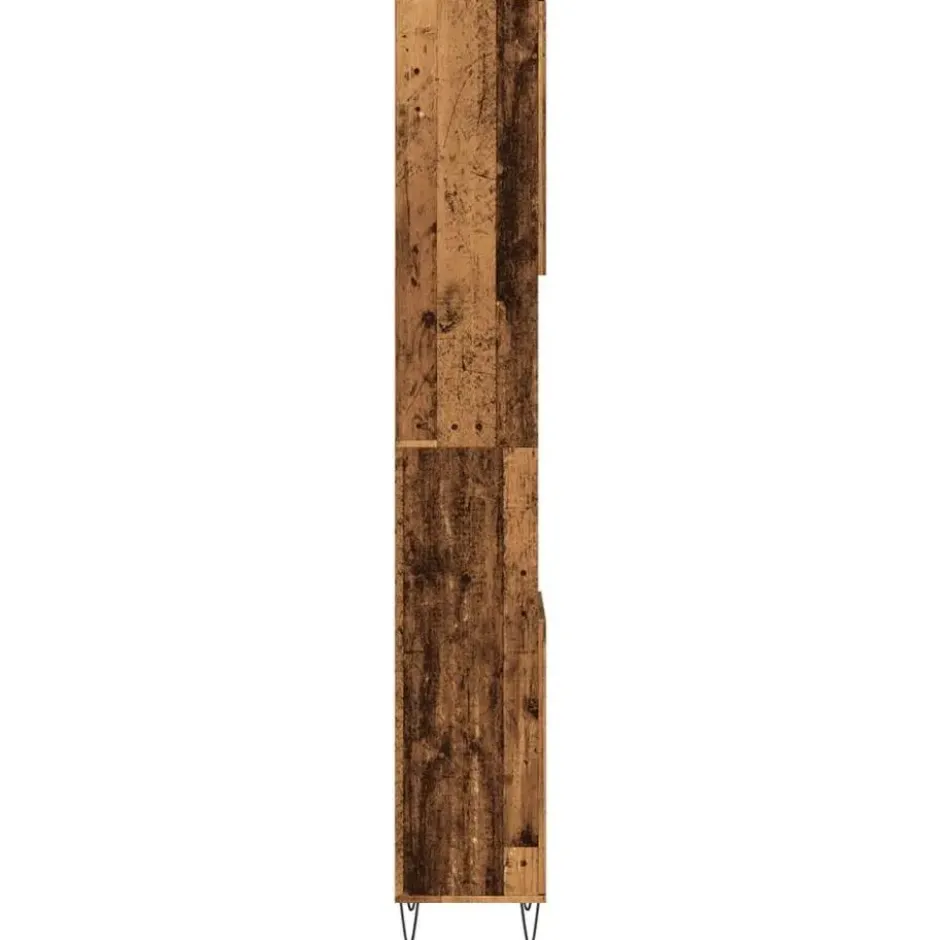 vidaXL - Kolomkast met 2 deuren 2 vakken oud hout - Ijzer en hout - 30x30x190 cm