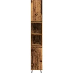 vidaXL - Kolomkast met 2 deuren 2 vakken oud hout - Ijzer en hout - 30x30x190 cm