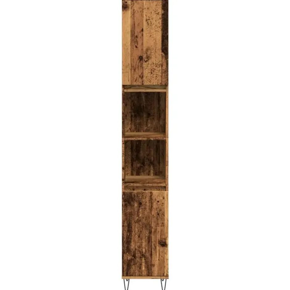 vidaXL - Kolomkast met 2 deuren 2 vakken oud hout - Ijzer en hout - 30x30x190 cm