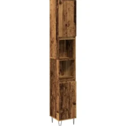 vidaXL - Kolomkast met 2 deuren 2 vakken oud hout - Ijzer en hout - 30x30x190 cm