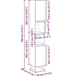 vidaXL - Kolomkast met 2 deuren 2 vakken - Sonoma eiken - Hout - 30x30x190 cm