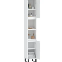 vidaXL - Kolomkast met 2 deuren 2 vakken - Wit - Hout en ijzer - 30x30x190 cm