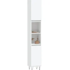 vidaXL - Kolomkast met 2 deuren - Wit - Bewerkt hout en ijzer - 30x30x190 cm