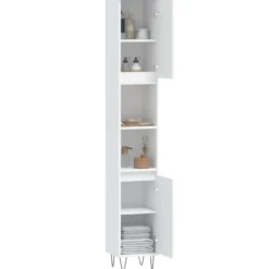 vidaXL - Kolomkast met 2 deuren - Wit - Bewerkt hout en ijzer - 30x30x190 cm