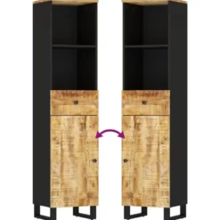 vidaXL - Kolomkast met 1 lade 1 deur 2 vakken - Lichtbruin - Hout - 38x33x160 cm