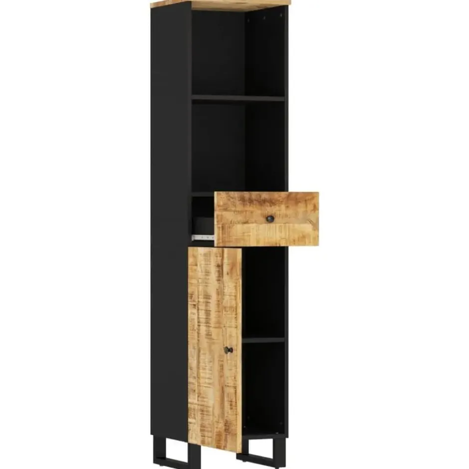 vidaXL - Kolomkast met 1 lade 1 deur 2 vakken - Lichtbruin - Hout - 38x33x160 cm