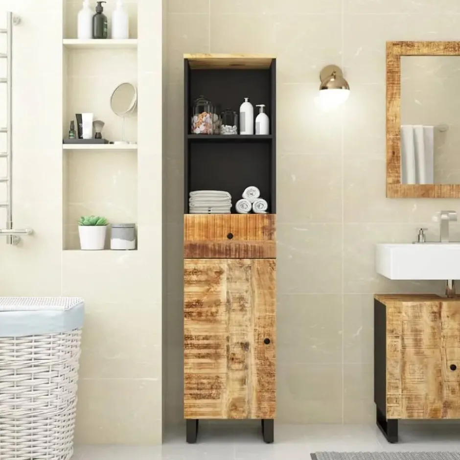 vidaXL - Kolomkast met 1 lade 1 deur 2 vakken - Lichtbruin - Hout - 38x33x160 cm
