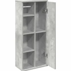 vidaXL - Kolomkast met rolhouder - Betongrijs - Bewerkt hout - 39x22x90 cm