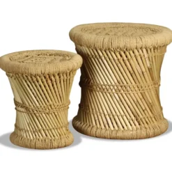 vidaXL - Kruk - Bruin - Bamboe - 2 stuks