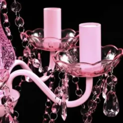 vidaXL - Kunstmatige Kristallen Glazen Plafondlamp - Roze - Glas