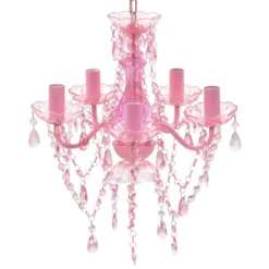 vidaXL - Kunstmatige Kristallen Glazen Plafondlamp - Roze - Glas