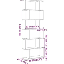 vidaXL - 6-laags Boekenkast voor woonkamers - Artisanaal eiken - 70x24x193 cm