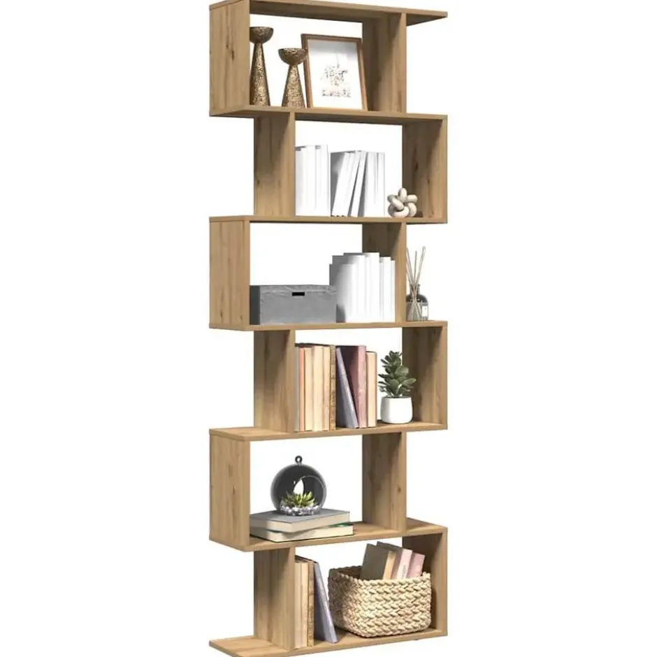 vidaXL - 6-laags Boekenkast voor woonkamers - Artisanaal eiken - 70x24x193 cm