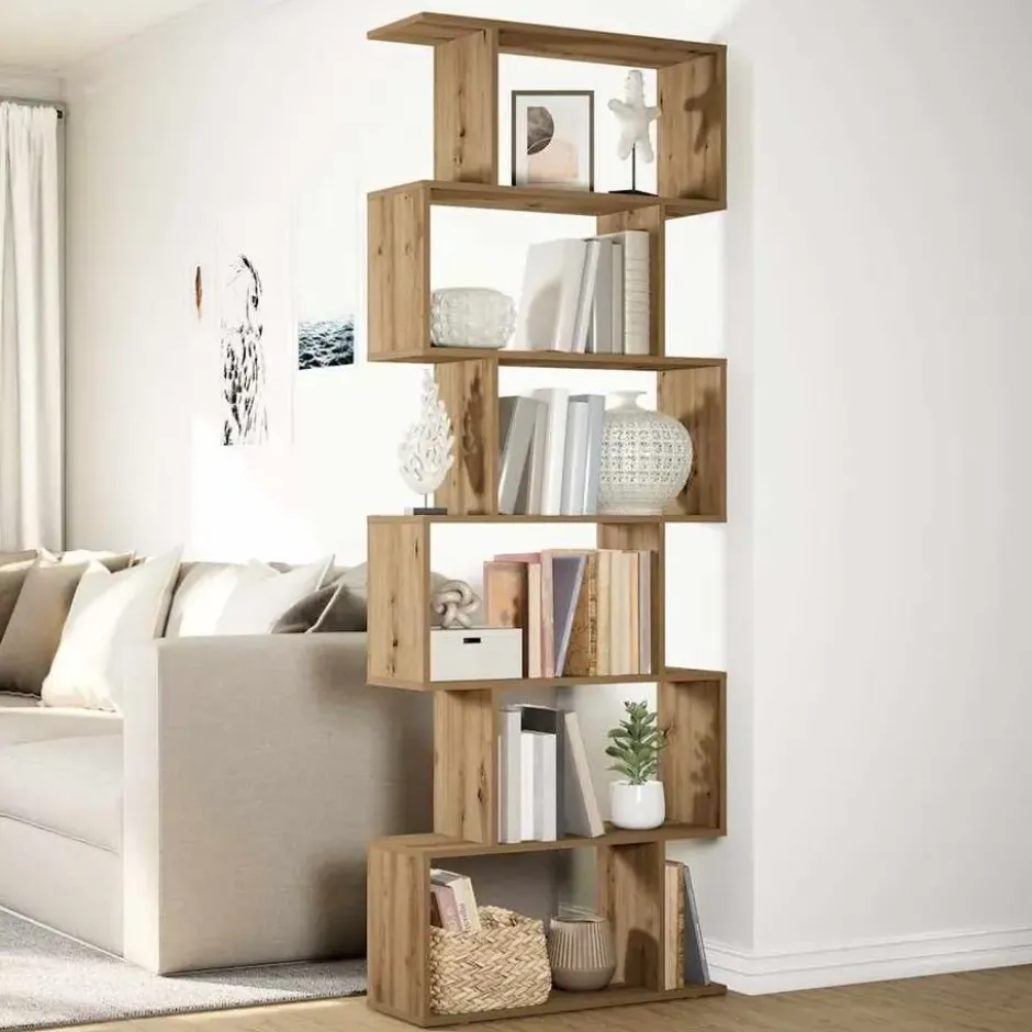 vidaXL - 6-laags Boekenkast voor woonkamers - Artisanaal eiken - 70x24x193 cm