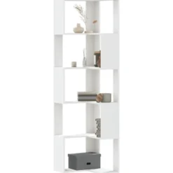 vidaXL - 5-laags Hoekboekenkast - Wit - Bewerkt hout - 50x50x179 cm