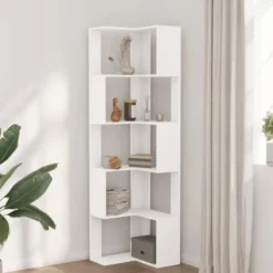 vidaXL - 5-laags Hoekboekenkast - Wit - Bewerkt hout - 50x50x179 cm