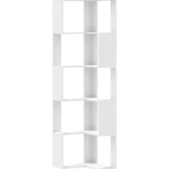 vidaXL - 5-laags Hoekboekenkast - Wit - Bewerkt hout - 50x50x179 cm