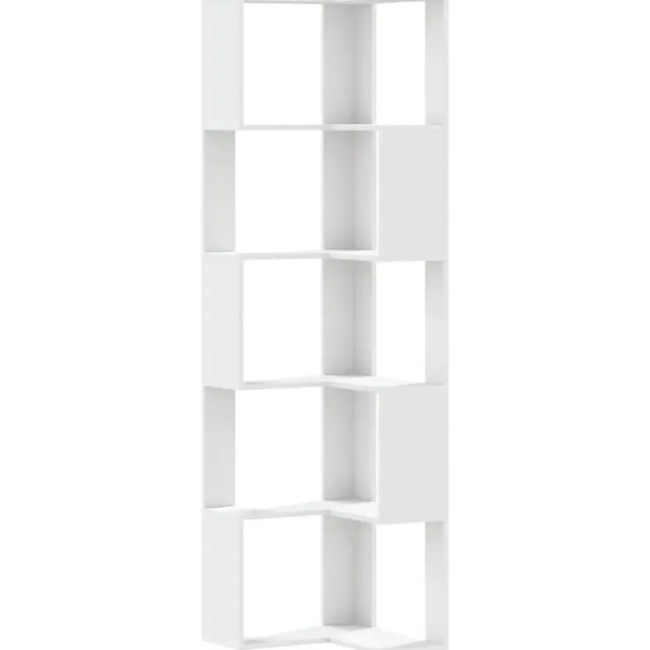 vidaXL - 5-laags Hoekboekenkast - Wit - Bewerkt hout - 50x50x179 cm