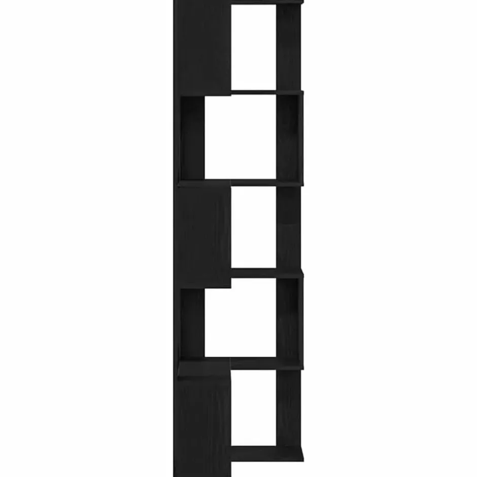 vidaXL - 5-laags Hoekboekenkast - Zwart eiken - Bewerkt hout - 50x50x179 cm