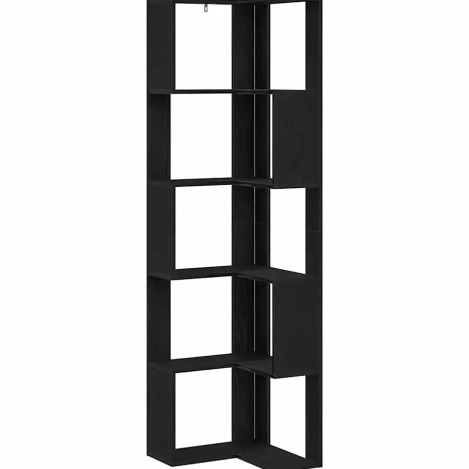 vidaXL - 5-laags Hoekboekenkast - Zwart eiken - Bewerkt hout - 50x50x179 cm
