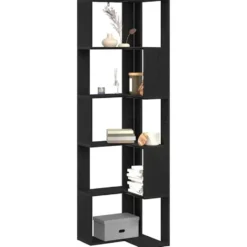 vidaXL - 5-laags Hoekboekenkast - Zwart eiken - Bewerkt hout - 50x50x179 cm