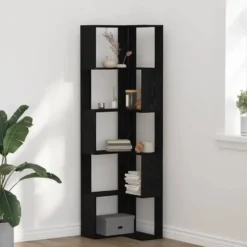 vidaXL - 5-laags Hoekboekenkast - Zwart eiken - Bewerkt hout - 50x50x179 cm